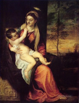  Titian Art Painting - Mary with the Christ Child Tiziano Titian
